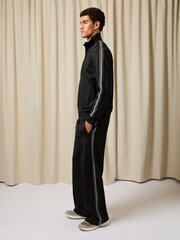 Reiss Black Foster Monogram Cotton Wide-Leg Joggers - Image 3 of 6