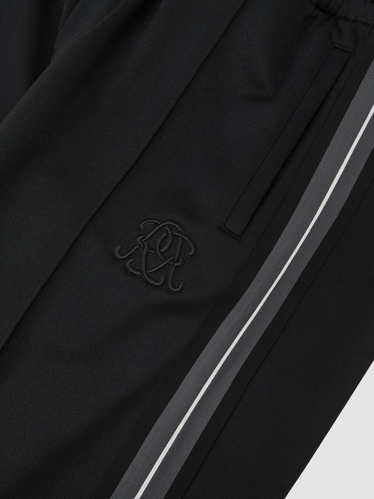 Reiss Black Foster Monogram Cotton Wide-Leg Joggers - Image 6 of 6 Reiss Black Foster Monogram Cotton Wide-Leg Joggers - Image 6 of 6