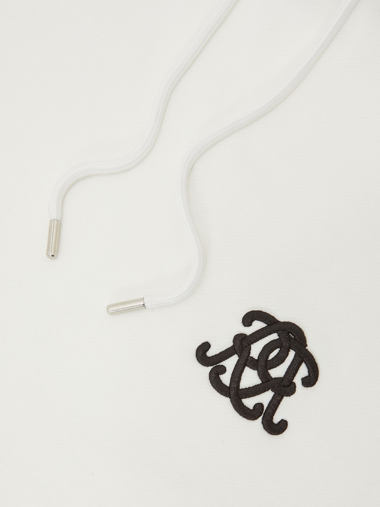 Reiss Off White Conlin Monogram Cotton Oversized Hoodie - Image 6 of 6