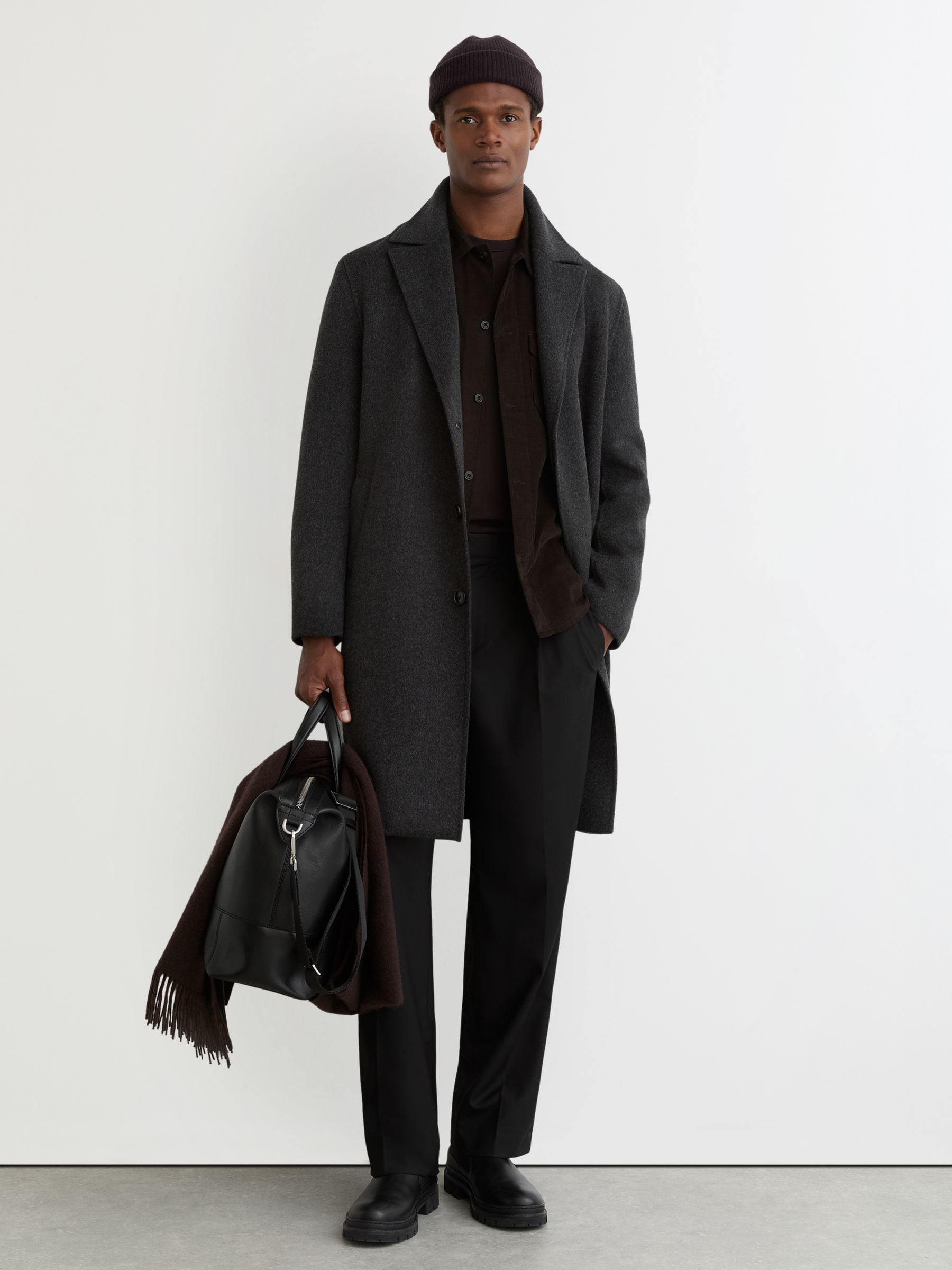 Reiss Charcoal Grey Coat In Gray