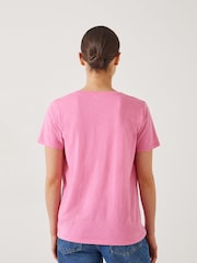 Hush Pink Hari Scoop Neck Cotton Slub T-Shirt - Image 2 of 5
