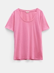 Hush Pink Hari Scoop Neck Cotton Slub T-Shirt - Image 5 of 5
