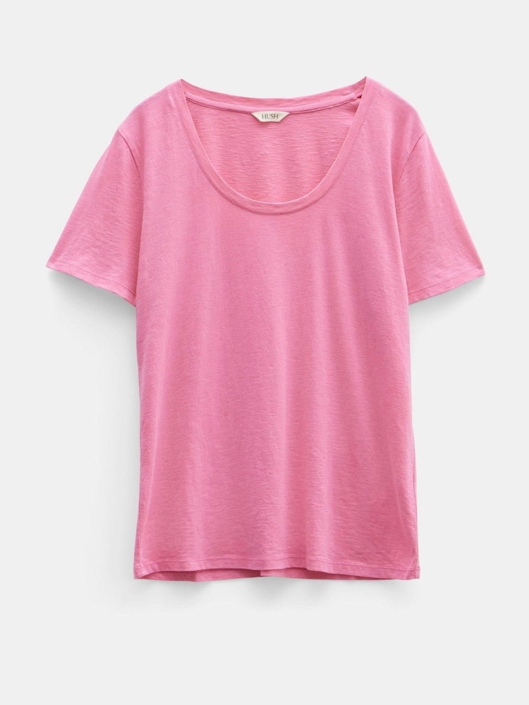 Hush Pink Hari Scoop Neck Cotton Slub T-Shirt - Image 5 of 5