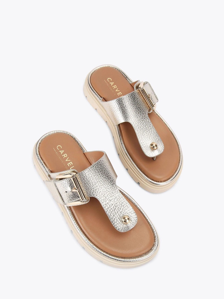 Gold - Carvela Comfort Pavilion T-Bar Mule Sandals - Bild 2 von 4