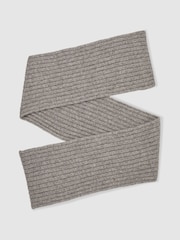 Reiss Oatmeal Melange Swinly Chunky Rib Wool Blend Scarves - Image 1 of 5