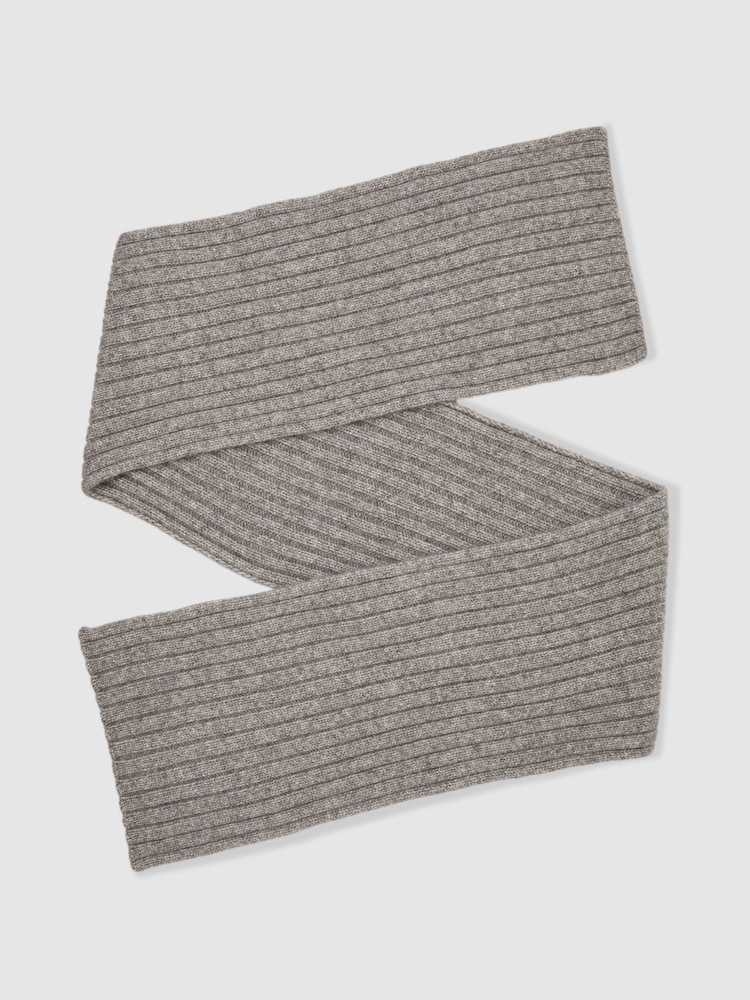 Reiss Oatmeal Melange Swinly Chunky Rib Wool Blend Scarves - Image 1 of 5 Reiss Oatmeal Melange Swinly Chunky Rib Wool Blend Scarves - Image 1 of 5