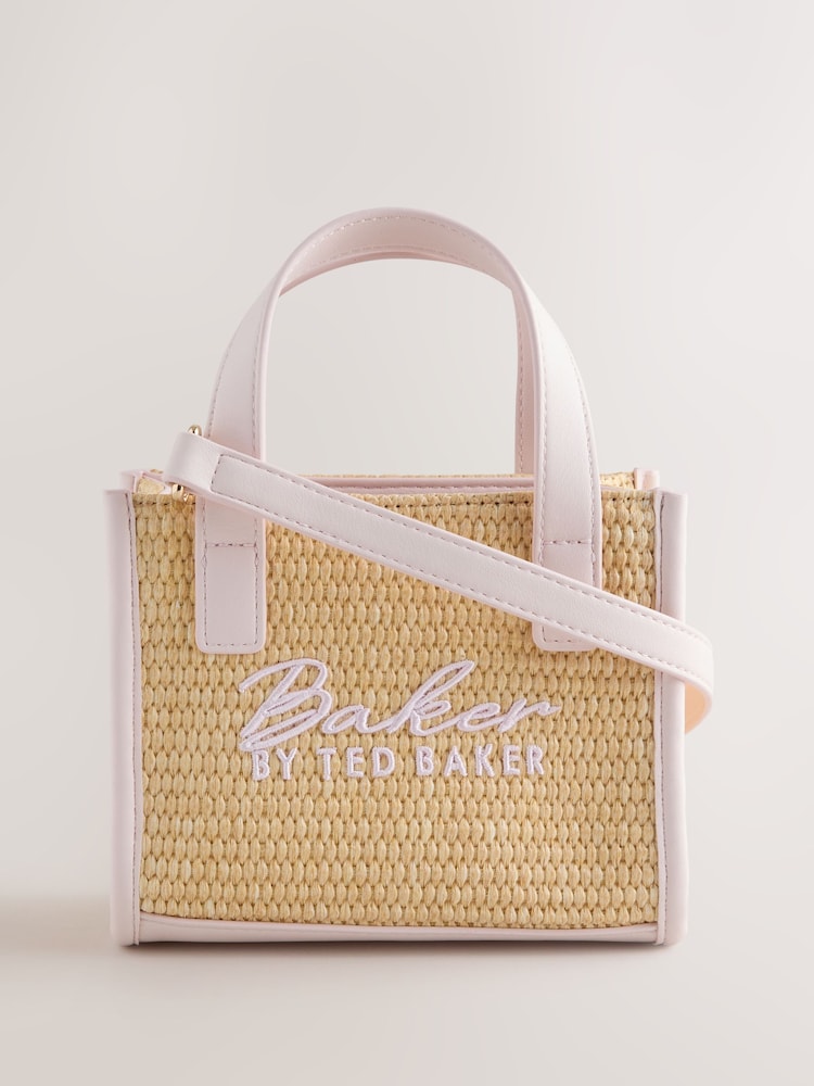 Baker by Ted Baker Natural/ Pink Straw Effect Cross-Body Bag - Image 1 of 5 Baker by Ted Baker Natural/ Pink Straw Effect Cross-Body Bag - Image 1 of 5