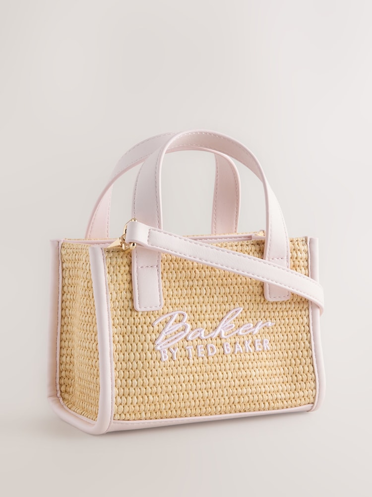 Baker by Ted Baker Natural/ Pink Straw Effect Cross-Body Bag - Image 2 of 5 Baker by Ted Baker Natural/ Pink Straw Effect Cross-Body Bag - Image 2 of 5