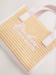 Baker by Ted Baker Natural/ Pink Straw Effect Cross-Body Bag - Image 4 of 5