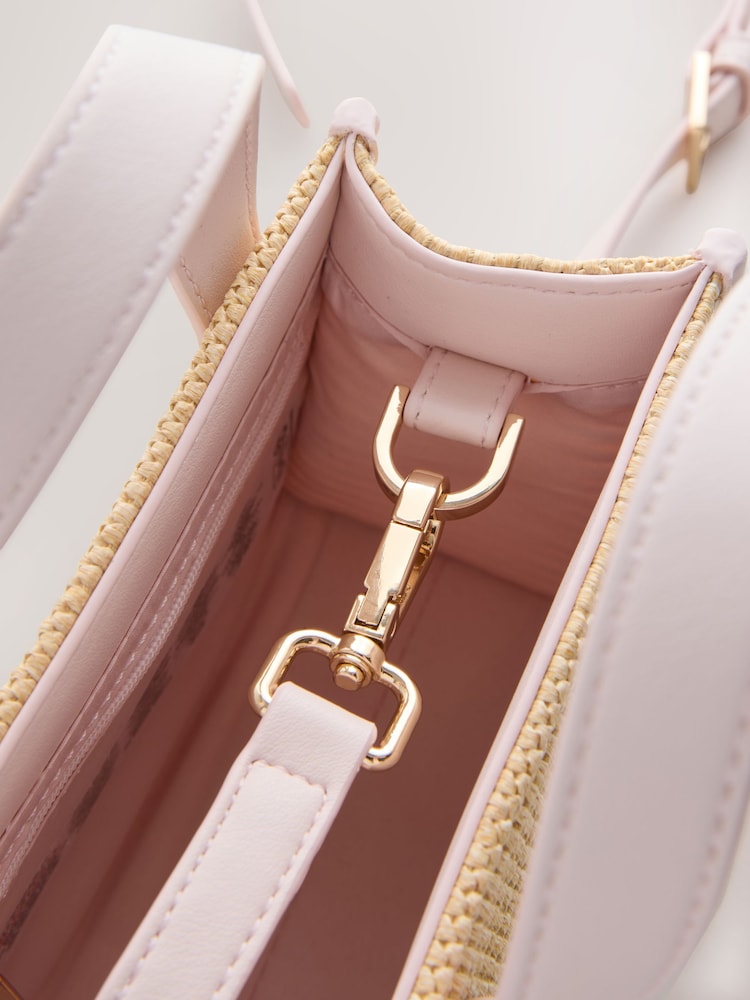 Baker by Ted Baker Natural/ Pink Straw Effect Cross-Body Bag - Image 5 of 5 Baker by Ted Baker Natural/ Pink Straw Effect Cross-Body Bag - Image 5 of 5