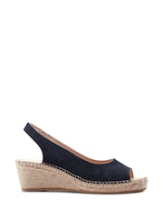 Blue Wide Fit Ladies Natural Rosanna Slingback Wedges - Image 2 of 5