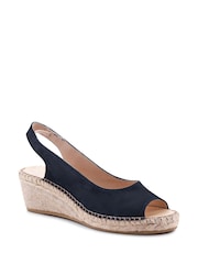 Blue Wide Fit Ladies Natural Rosanna Slingback Wedges - Image 3 of 5