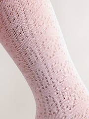 Baker by Ted Baker Pointelle Pink/White Tights 2 Pack - Image 4 of 5