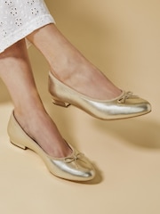 Jones Bootmaker Gold Jones Bootmaker Soleil Leather Low Ballet Shoes - Image 1 of 1