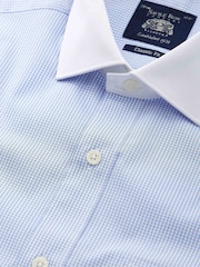 Savile Row Company Classic Fit Blue Window Check Cotton Winchester Double Cuff Formal Shirt - Image 4 of 5