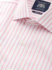 Savile Row Company Blue Single Cuff Striped Classic Fit Cotton Poplin Formal Shirt - Image 4 of 5