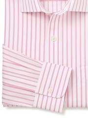 Savile Row Company Blue Single Cuff Striped Classic Fit Cotton Poplin Formal Shirt - Image 5 of 5