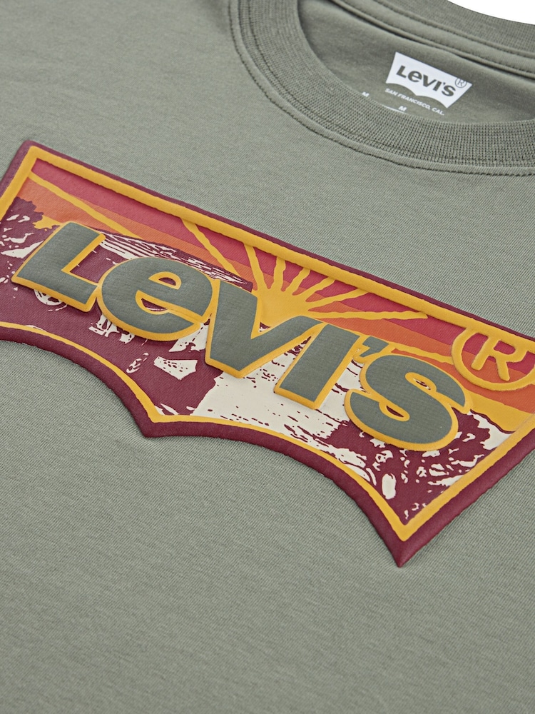 Levi's® Green Batwing Logo Sunrise Desert Short Sleeve T-Shirt - Image 3 of 3 Levi's® Green Batwing Logo Sunrise Desert Short Sleeve T-Shirt - Image 3 of 3
