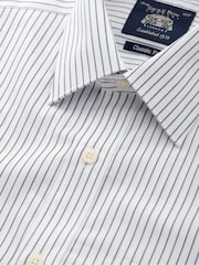 Savile Row Company Blue Classic Fit Double Cuff Striped Cotton Poplin Formal Shirt - Image 4 of 5