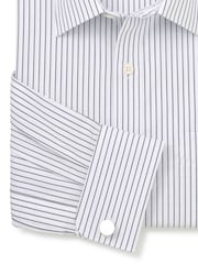 Savile Row Company Blue Classic Fit Double Cuff Striped Cotton Poplin Formal Shirt - Image 5 of 5