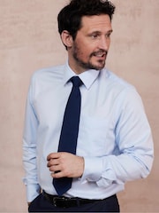 Savile Row Company Classic Fit Herringbone Double Cuff Formal 100% Cotton Shirt - Image 2 of 6
