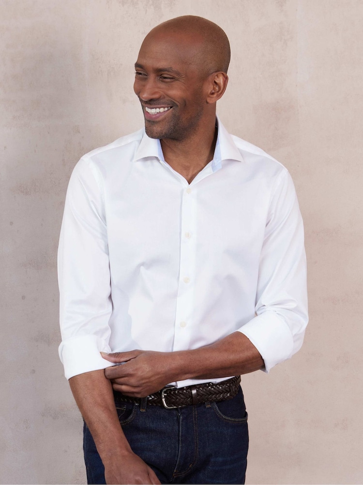 The Savile Row Company Slim Fit Single Cuff Two-Ply Cotton Gold Label Formal Shirt - Image 1 of 6