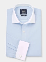 The Savile Row Company Slim Fit Blue Gingham Check Cotton Winchester Formal Shirt - Image 1 of 3