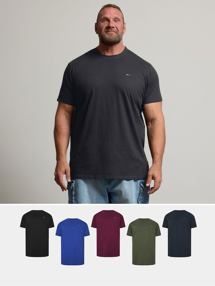 BadRhino Big & Tall Blue Longline T-Shirts 5 Pack - Image 1 of 8