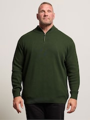 BadRhino Big & Tall Green Milano Quarter Zip Knitted Jumper - Image 1 of 6