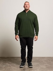 BadRhino Big & Tall Green Milano Quarter Zip Knitted Jumper - Image 2 of 6