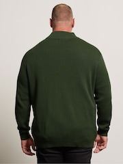 BadRhino Big & Tall Green Milano Quarter Zip Knitted Jumper - Image 3 of 6