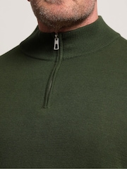BadRhino Big & Tall Green Milano Quarter Zip Knitted Jumper - Image 4 of 6