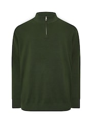 BadRhino Big & Tall Green Milano Quarter Zip Knitted Jumper - Image 5 of 6