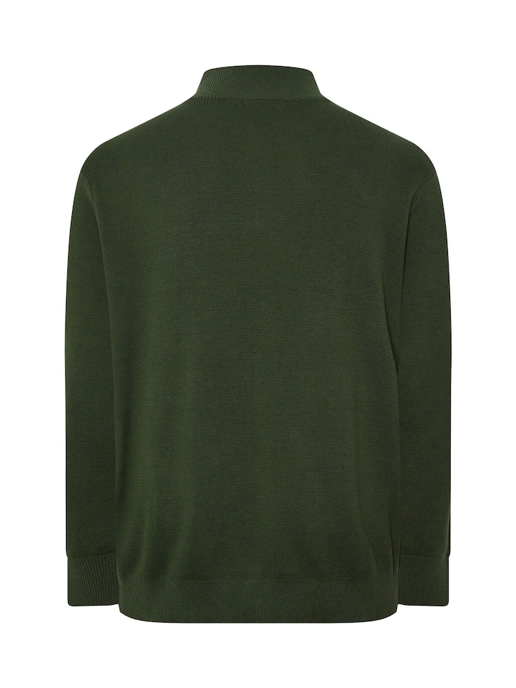 BadRhino Big & Tall Green Milano Quarter Zip Knitted Jumper - Image 6 of 6