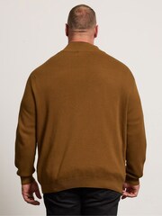 BadRhino Big & Tall Brown Milano Quarter Zip Knitted Jumper - Image 3 of 6