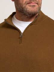 BadRhino Big & Tall Brown Milano Quarter Zip Knitted Jumper - Image 4 of 6