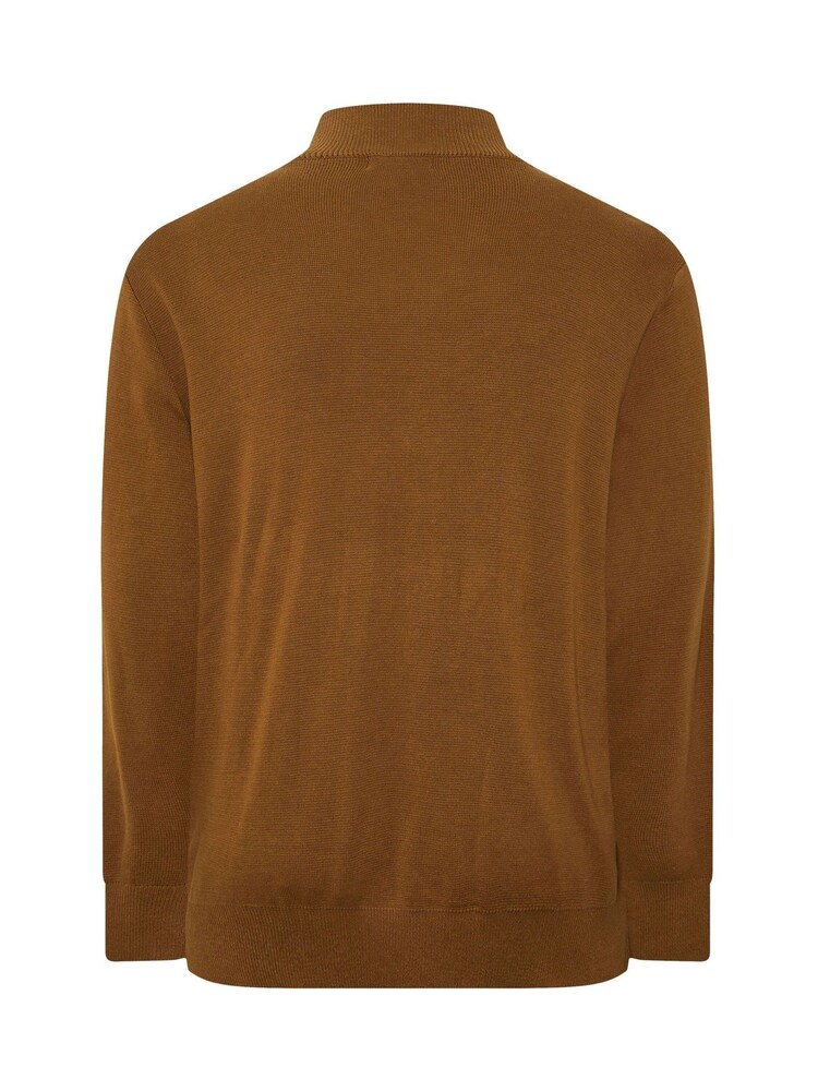 BadRhino Big & Tall Brown Milano Quarter Zip Knitted Jumper - Image 6 of 6