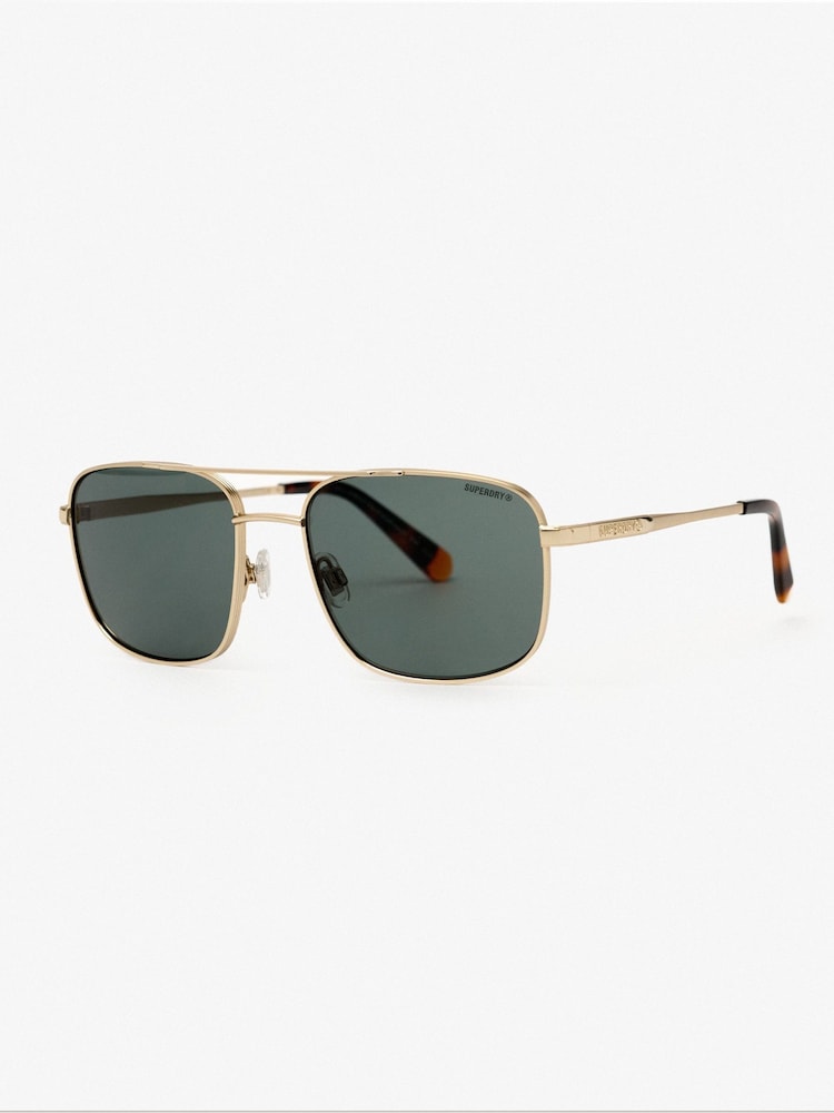 Superdry Gold Square Metal Aviator Sunglasses - Image 2 of 6