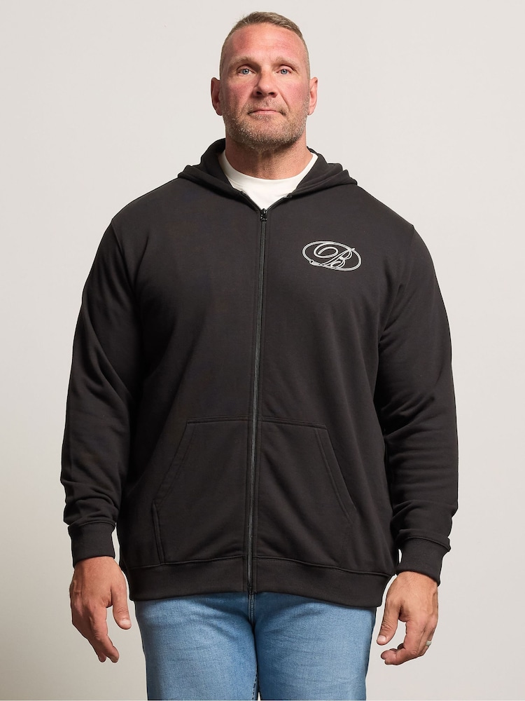 BadRhino Big & Tall Black B Print Zip Thru Jacket - Image 1 of 7