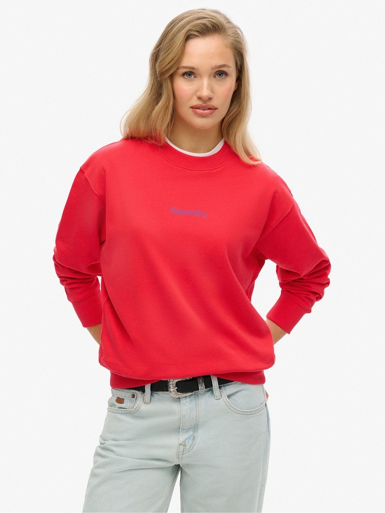 Superdry Red Core Logo City Graphic Print Crew Sweat top - Image 1 of 4