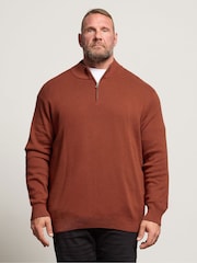 BadRhino Big & Tall Orange Milano Quarter Zip Knitted Jumper - Image 1 of 4