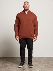 BadRhino Big & Tall Orange Milano Quarter Zip Knitted Jumper - Image 1 of 4