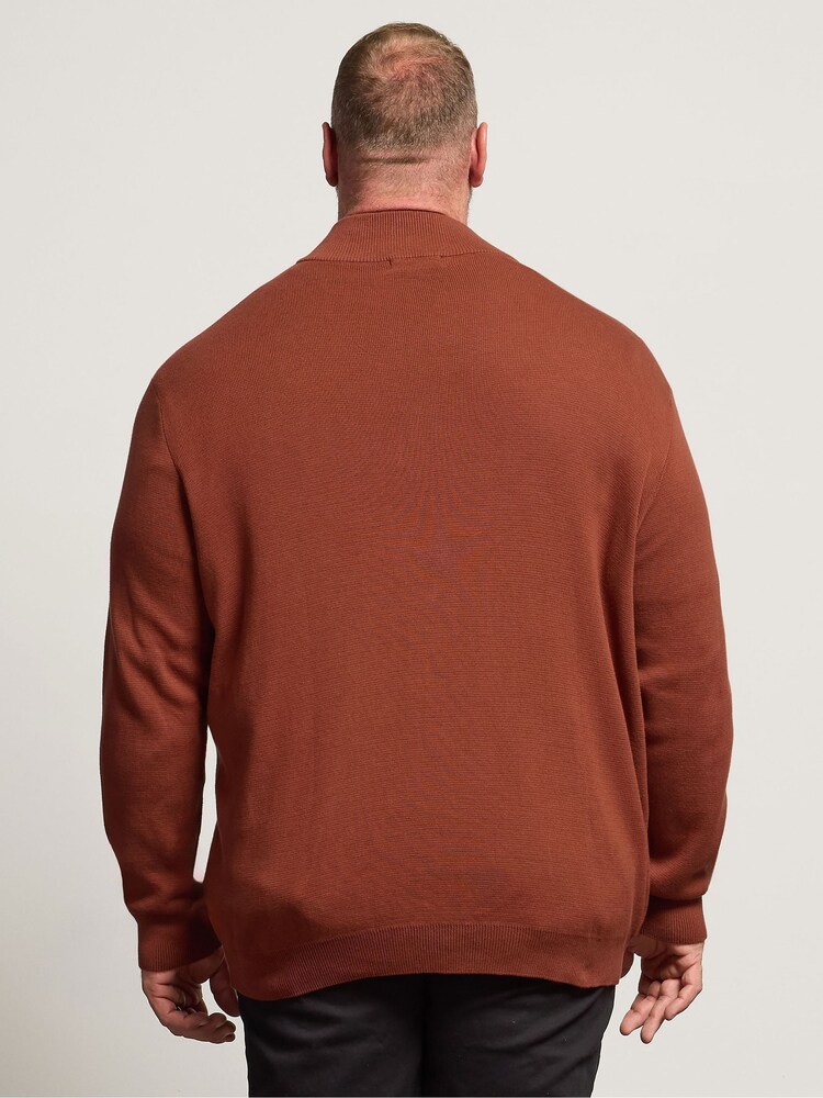 BadRhino Big & Tall Orange Milano Quarter Zip Knitted Jumper - Image 4 of 4