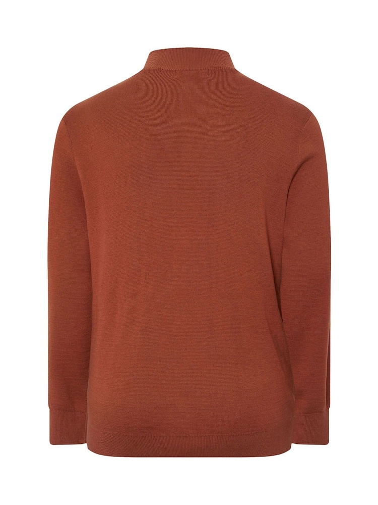 BadRhino Big & Tall Orange Milano Quarter Zip Knitted Jumper - Image 7 of 7