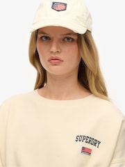 Superdry Cream Athletic Essentials Relaxed Crew Sweat top - Image 4 of 5