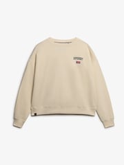 Superdry Cream Athletic Essentials Relaxed Crew Sweat top - Image 5 of 5