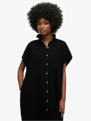 Superdry Black Oversized Midi Shirt Dress - Image 4 of 6