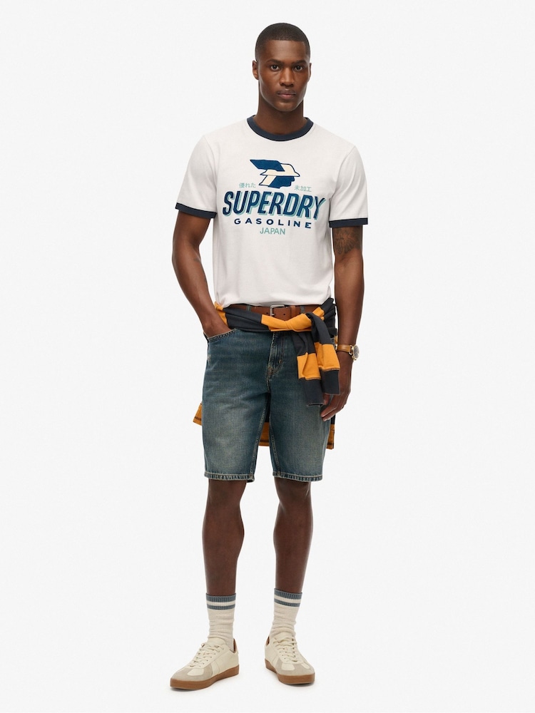 Superdry White Modern Industry Relaxed T-Shirt - Image 2 of 4 Superdry White Modern Industry Relaxed T-Shirt - Image 2 of 4