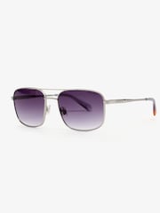 Superdry Grey Square Metal Aviator Sunglasses - Image 2 of 6