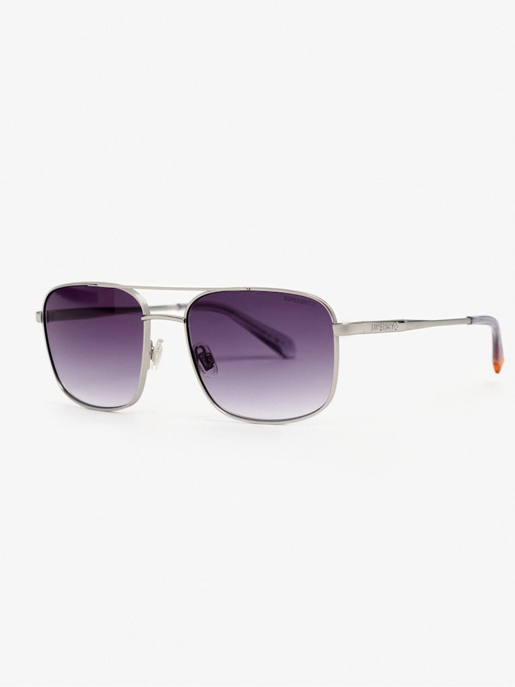 Superdry Grey Square Metal Aviator Sunglasses - Image 2 of 6